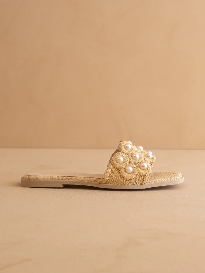 Cathleen Pearl Raffia Sandal - Natural