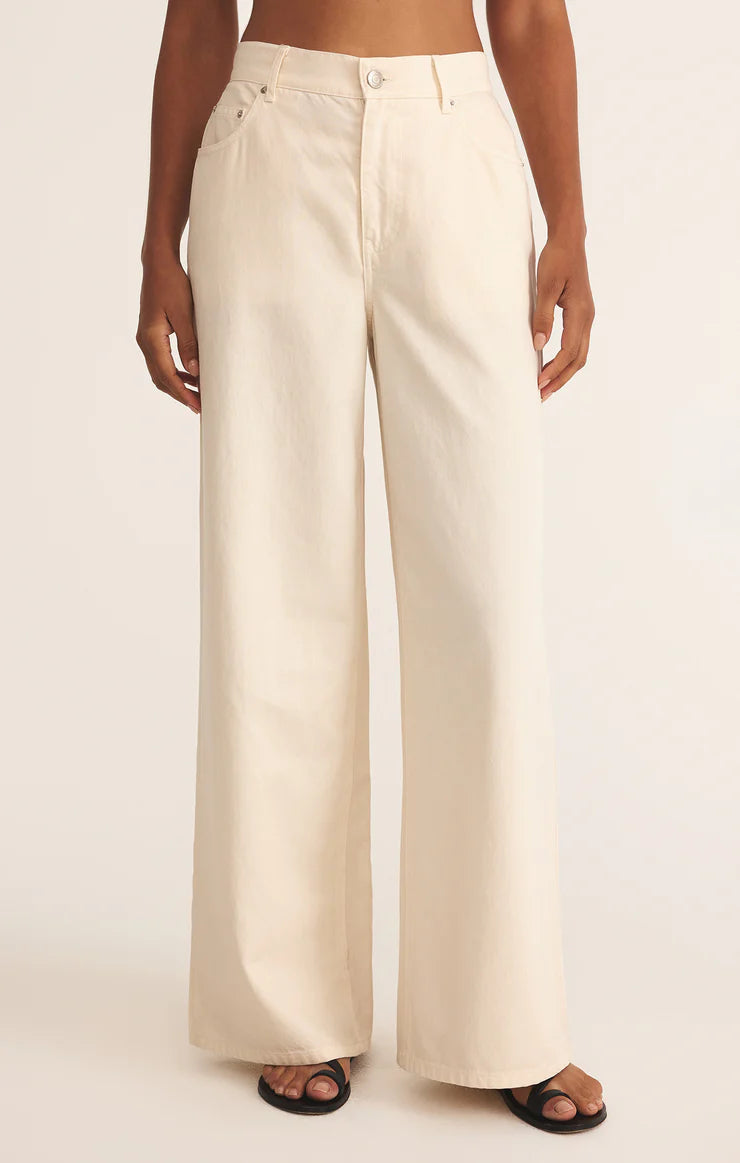 Mia Loose Wide Leg Denim Pant - Off White