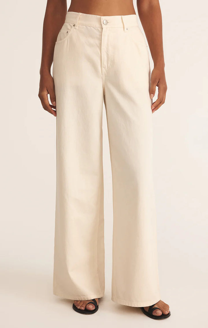 Mia Loose Wide Leg Denim Pant - Off White