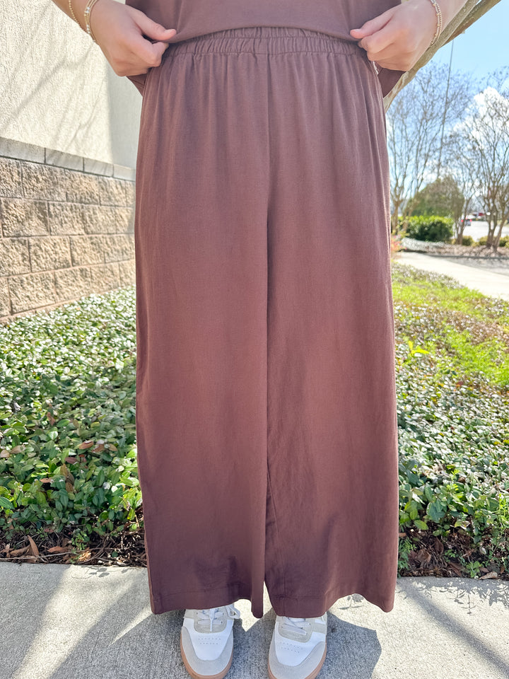 Scout Linen Pant - Chocolate Cherry