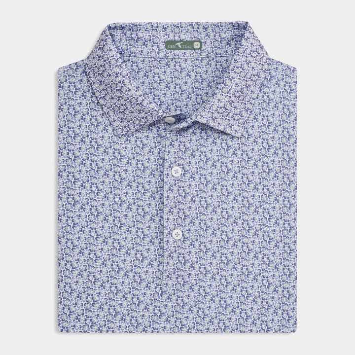 Genteal Spring ‘25 Printed Performance Polo - Violet Hibiscus