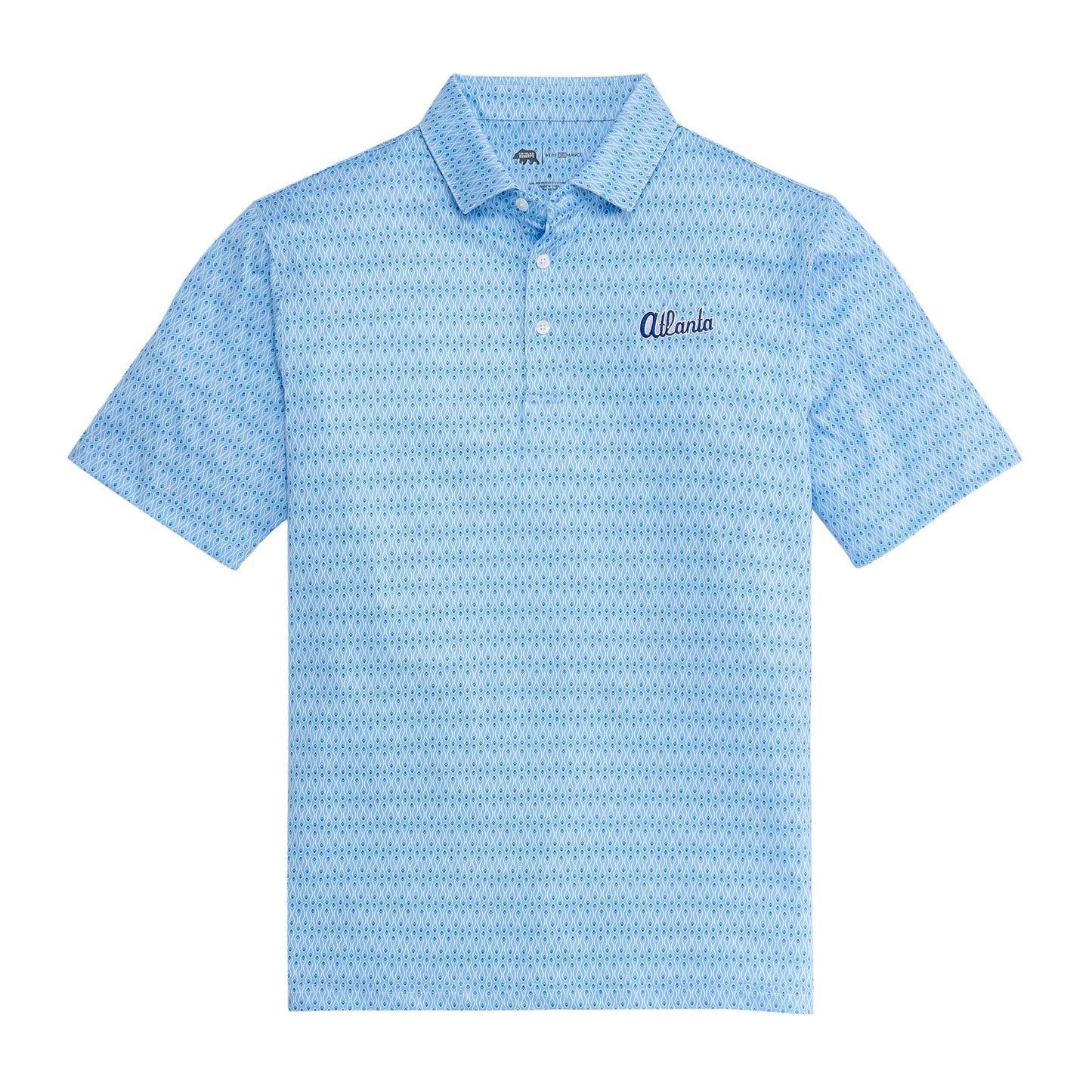 Onward Reserve Atlanta Braves Retro Feather Printed Performance Polo - Sky Blue