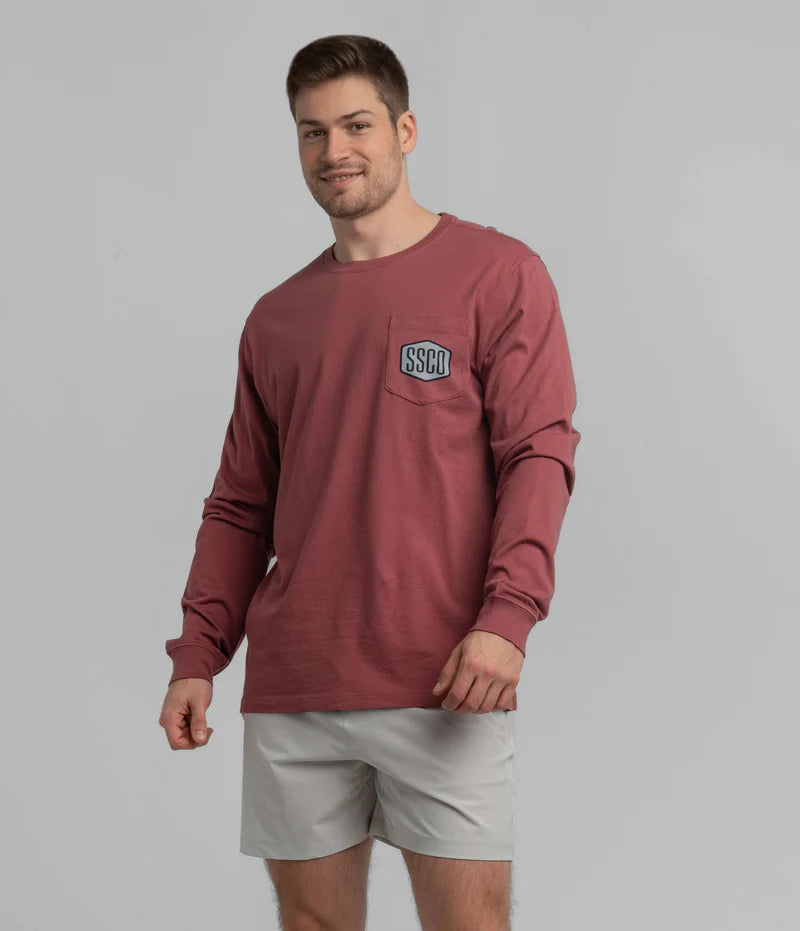SSCO Men’s Vintage Voyager L/S Pocket T-Shirt - Red River