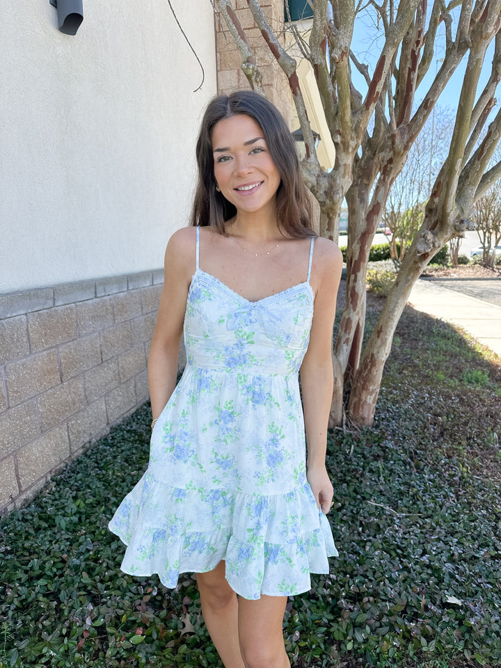 Floral Blues Mini Dress