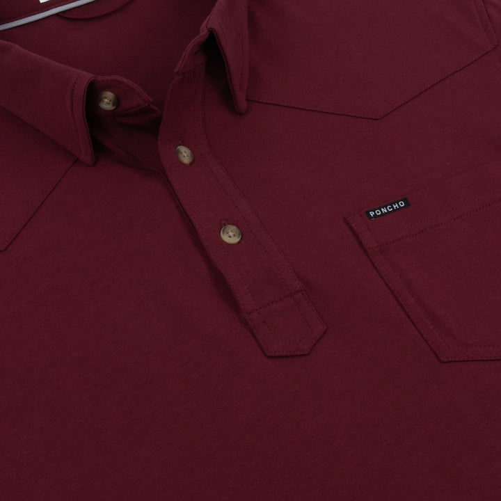 Poncho Men’s “The Gridiron” Slim Pima Cotton Polo - Maroon