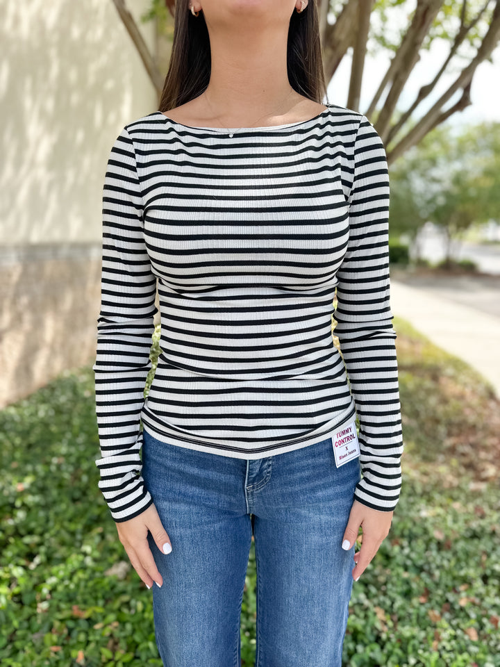 Prestine Striped Tee - Black