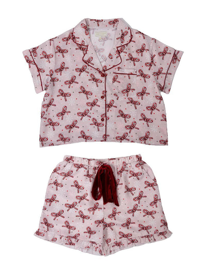 Simply Holiday PJ Set - Candy Cane Bows