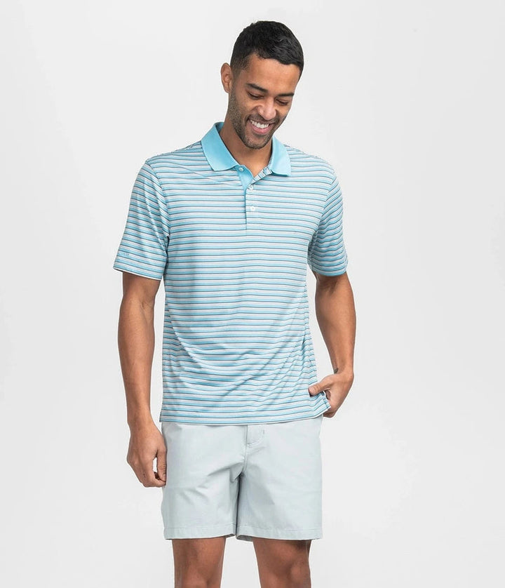 SSCO Men’s Somerset Stripe Performance Polo - Coastline