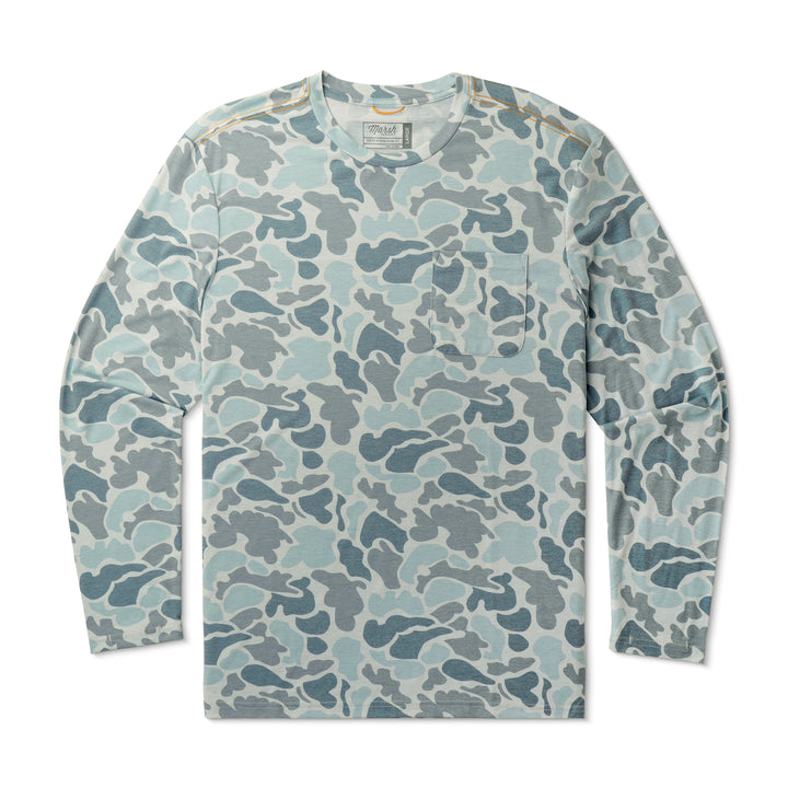 Marsh Wear Men’s S26 Buxton Hagood Tech Crew L/S T-Shirt - Silver Mallard Camo