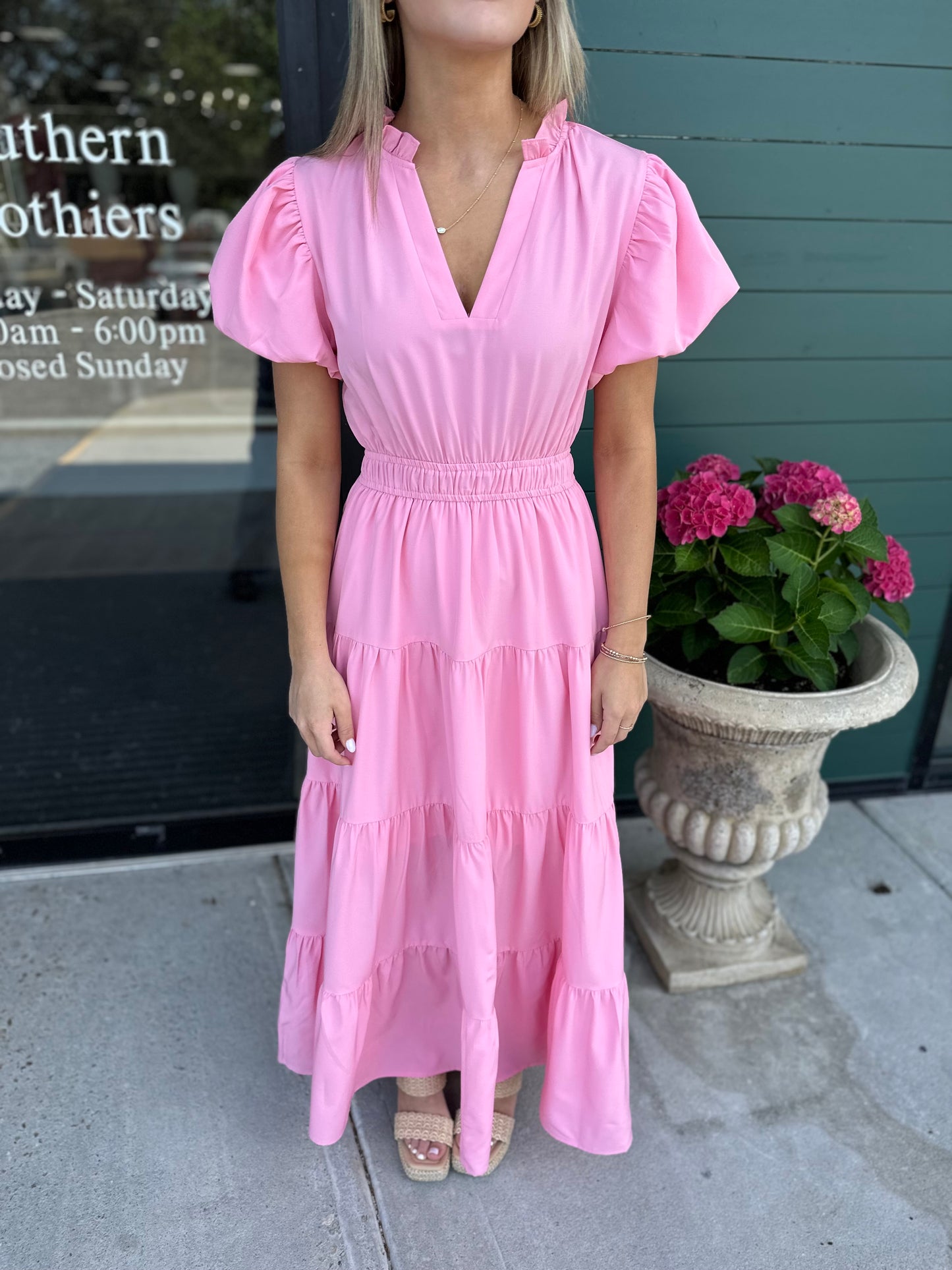 Jade Tiered Puff Sleeve Maxi