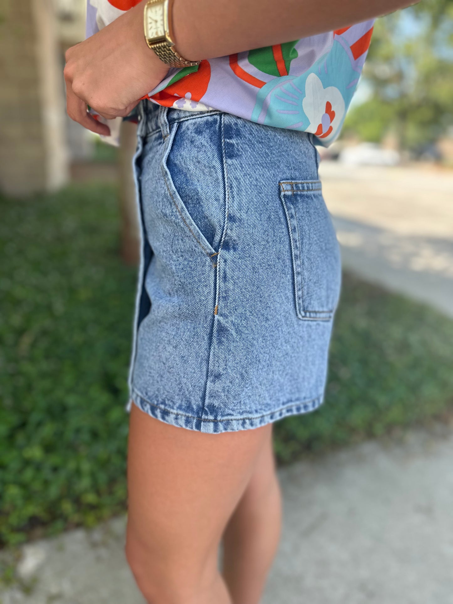 Denim Wrap Skort