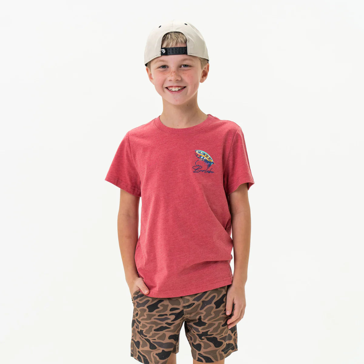 Burlebo Youth Big Fly S/S T-Shirt - Heather Crimson
