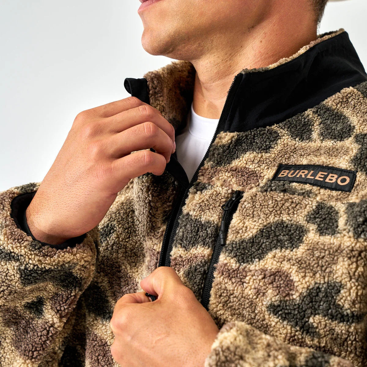 Burlebo Mountain Fleece Sherpa Quarter Zip - Rocky Mountain Camo