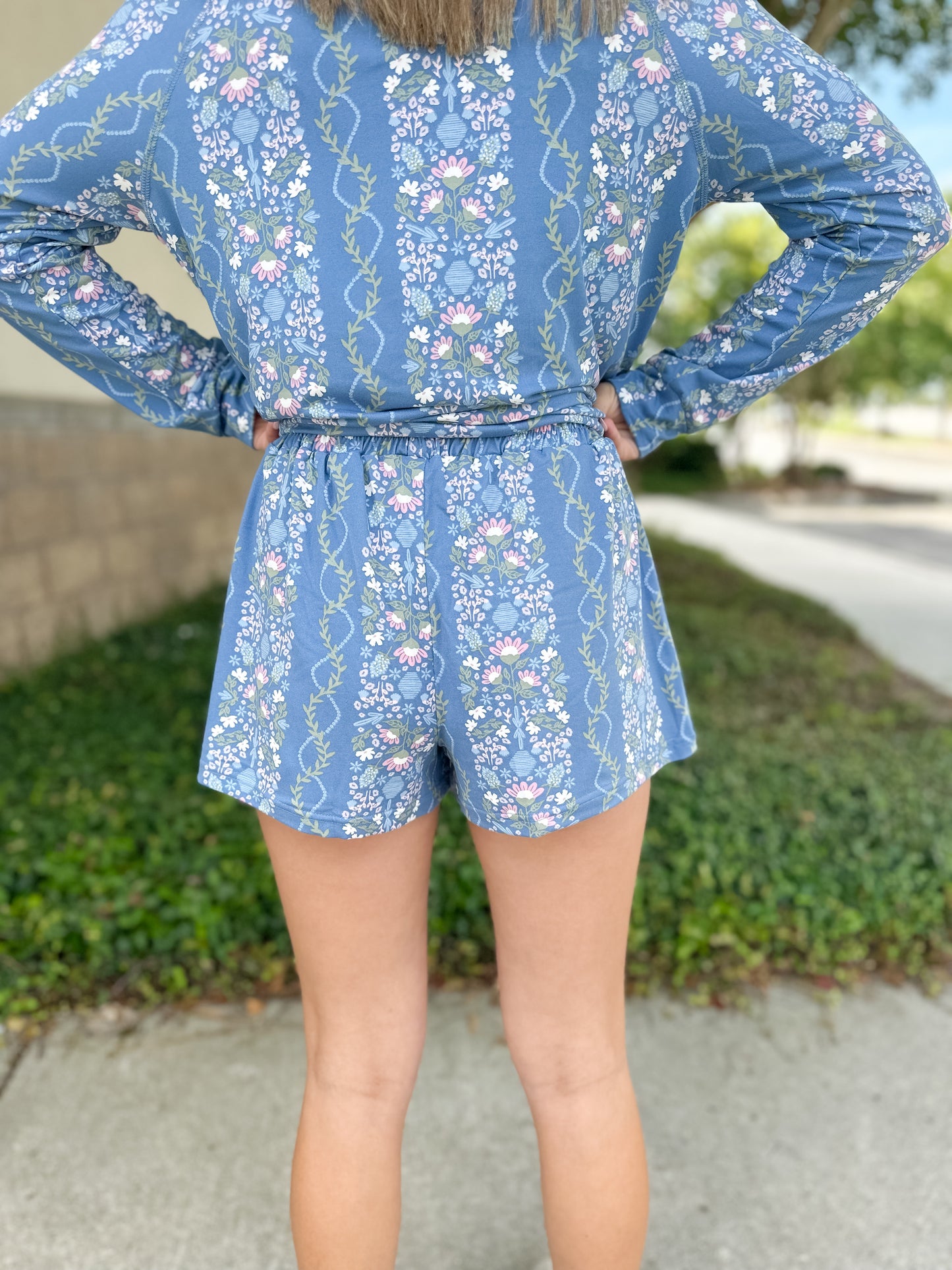 Annie Ivy Lane Pajama Short Set - Blue