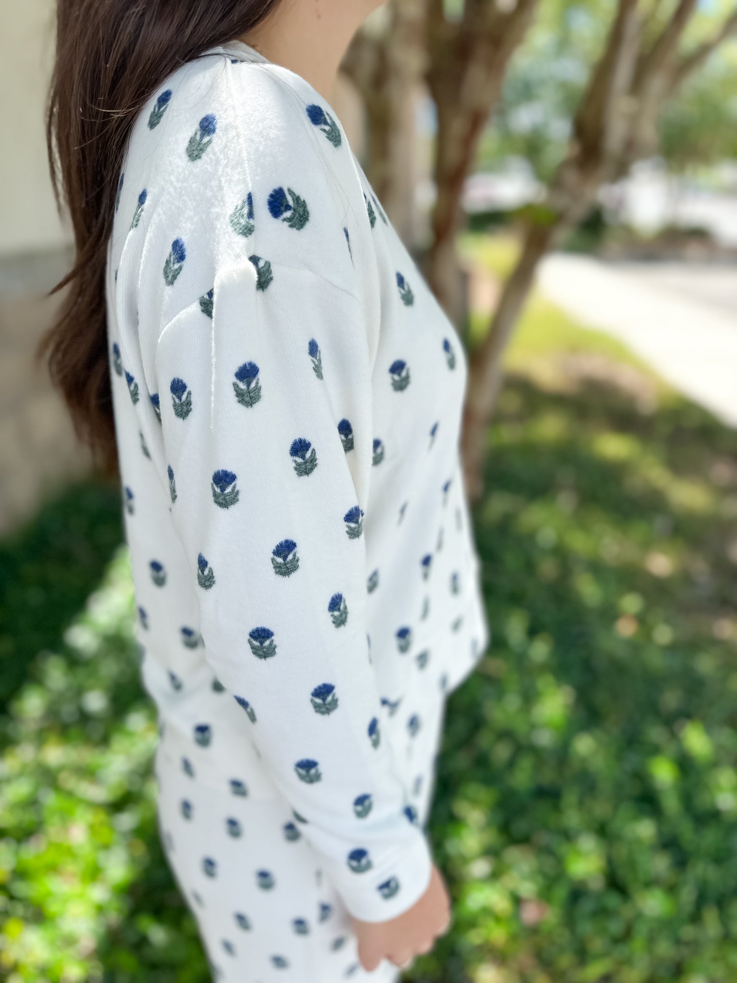 Sophie Floral Foulard Pajama Set - Navy