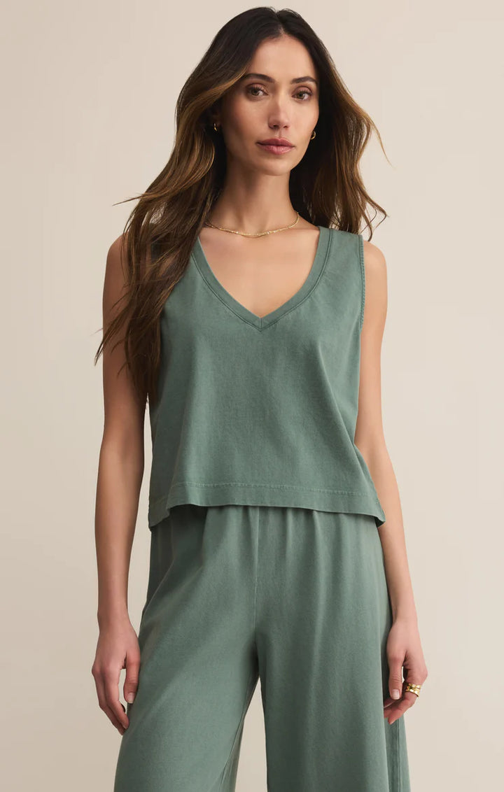 Sloane V-Neck Top - Hunter Green