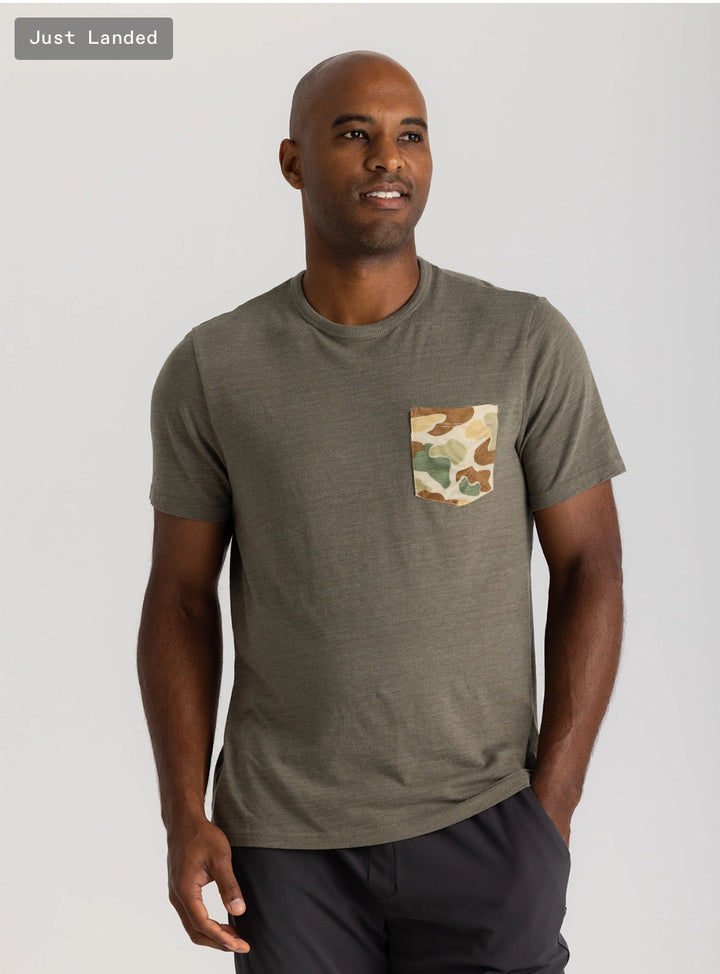 Free Fly Men’s Vintage Camo Pocket Tee - Heather Fatigue