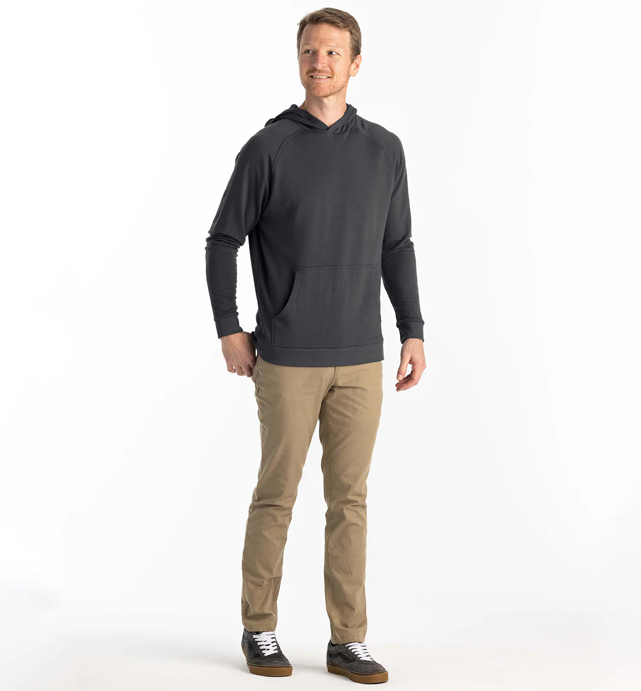 FreeFly Men’s Bamboo Lightweight Fleece Hoodie - Black Sand