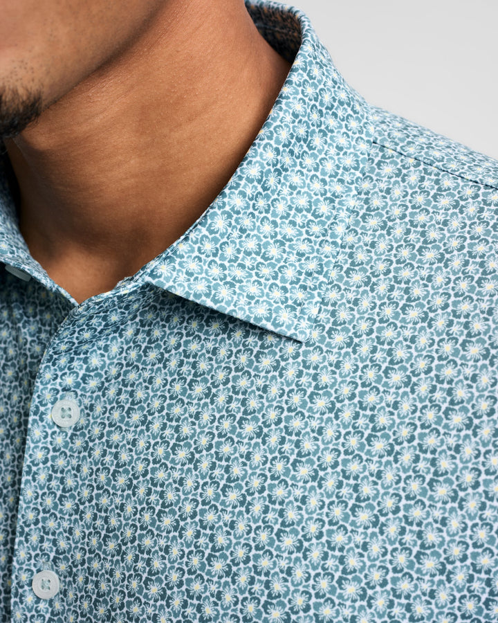Genteal Spring ‘25 Printed Polo - Sage Hibiscus