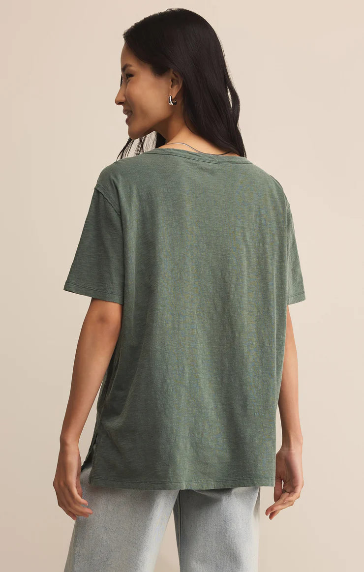 Lively Relaxed V-Neck Tee - Hunter Green