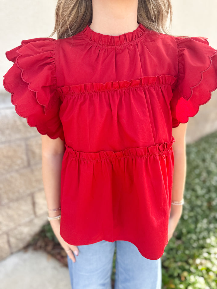 Sweetheart Scallop Sleeve Top