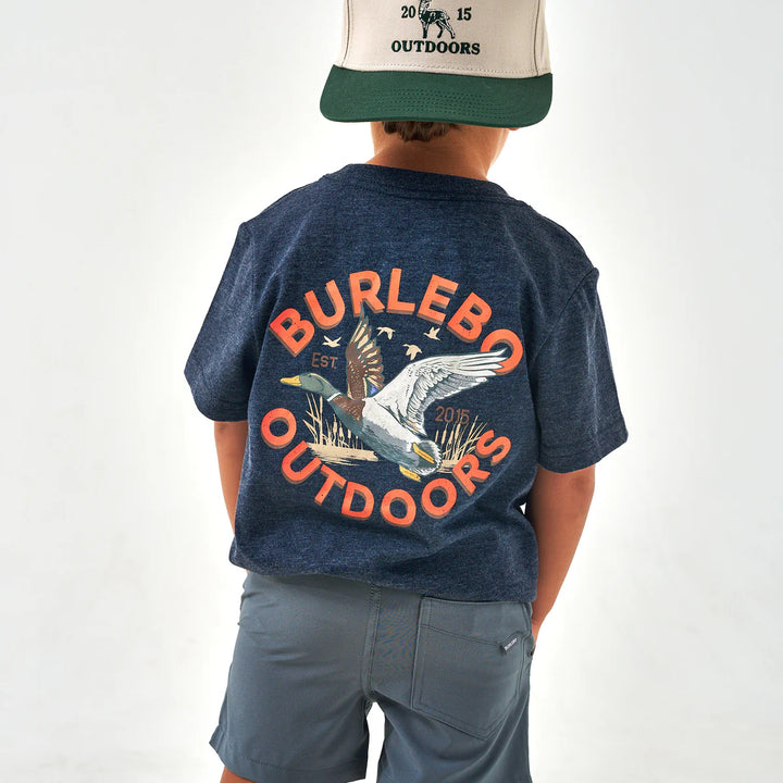 Burlebo Youth Old School Duck Hunt S/S T-Shirt - Heather Navy
