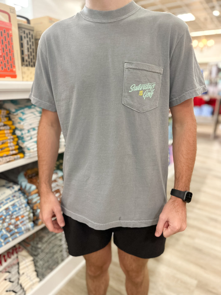 Barstool Saturdays Are For Golf S/S Pocket T-Shirt - Granite