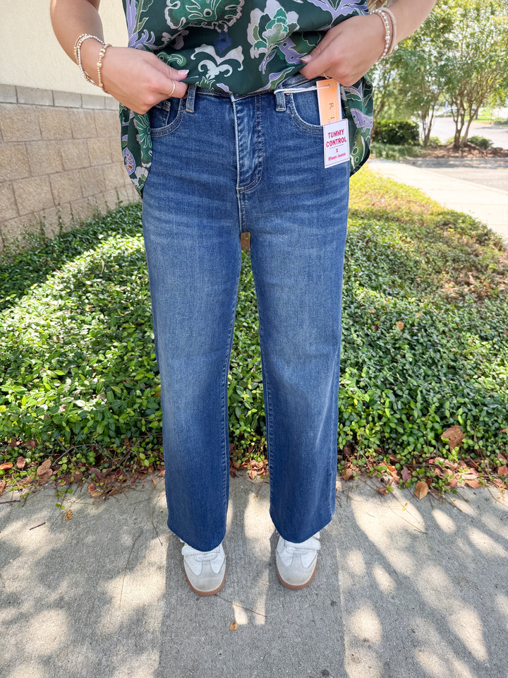 Risen Ann TC Cropped Wide Leg Jean - Dark