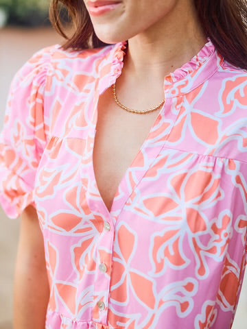 Evie Dress - Blossom Breeze Coral