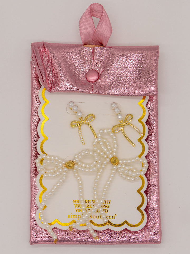 Simply Earring Set - Big Pearl Bow