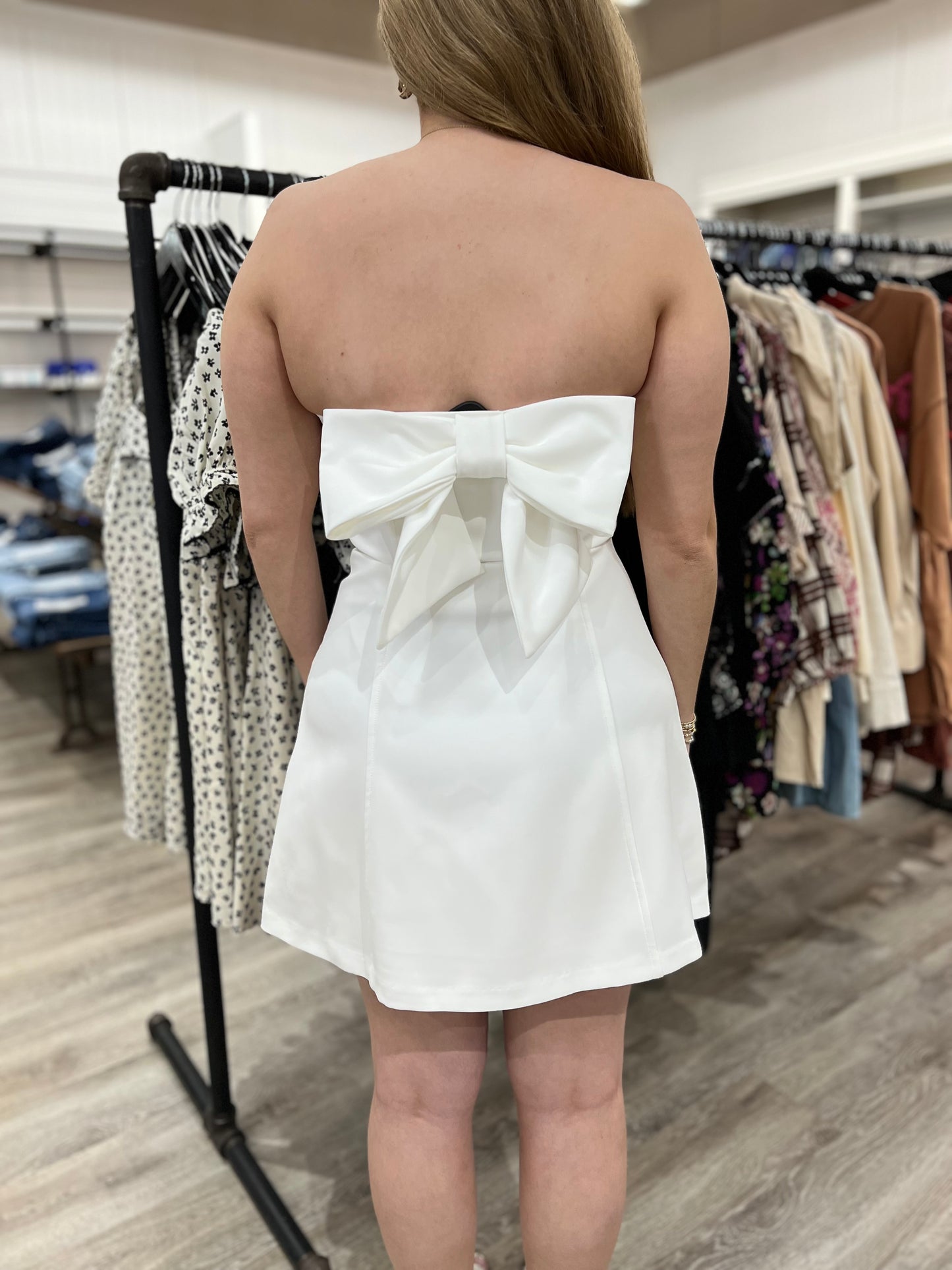 Betsy Bow Dress - White