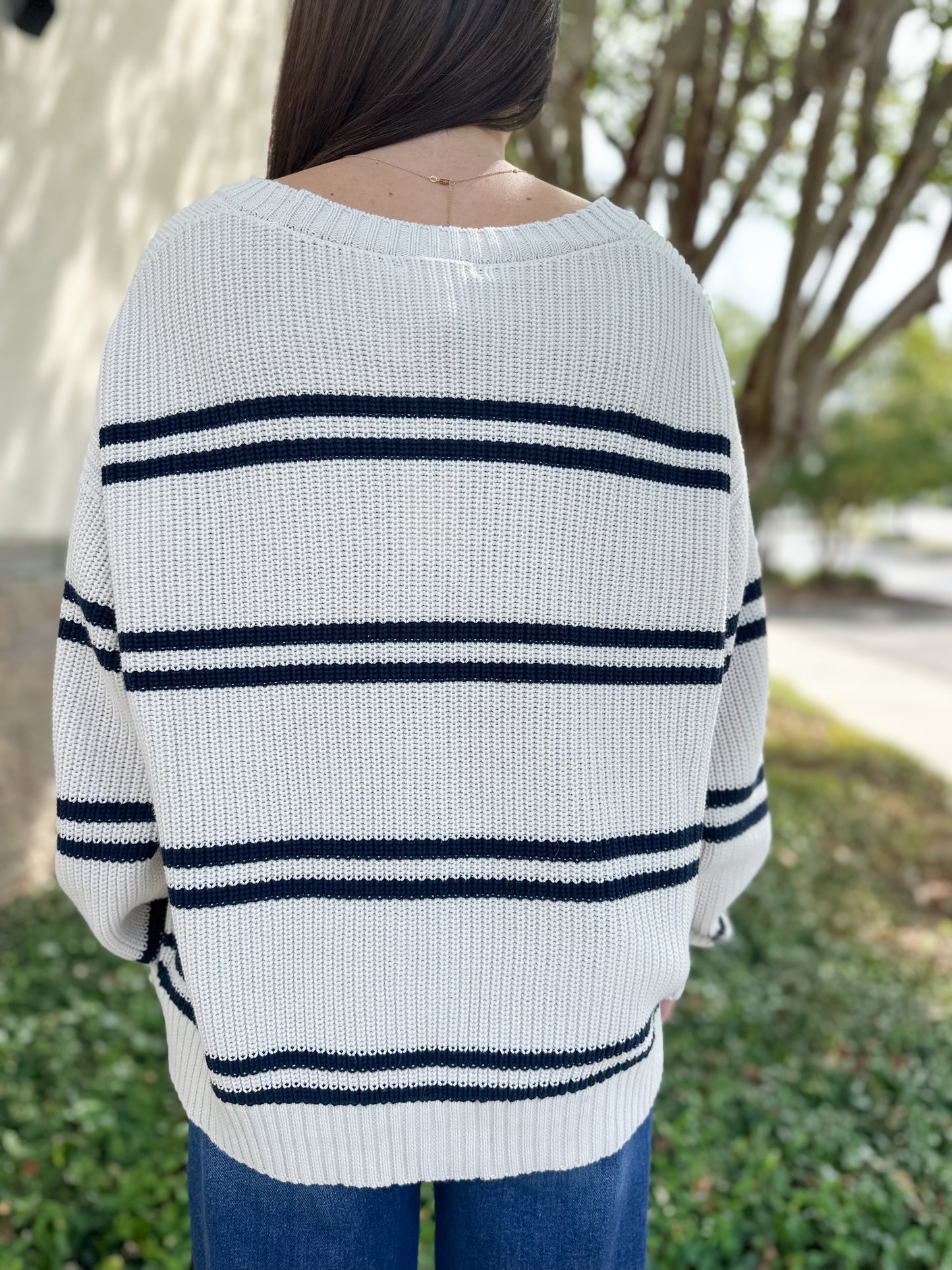 Boyfriend Striped Cardigan - Crystal