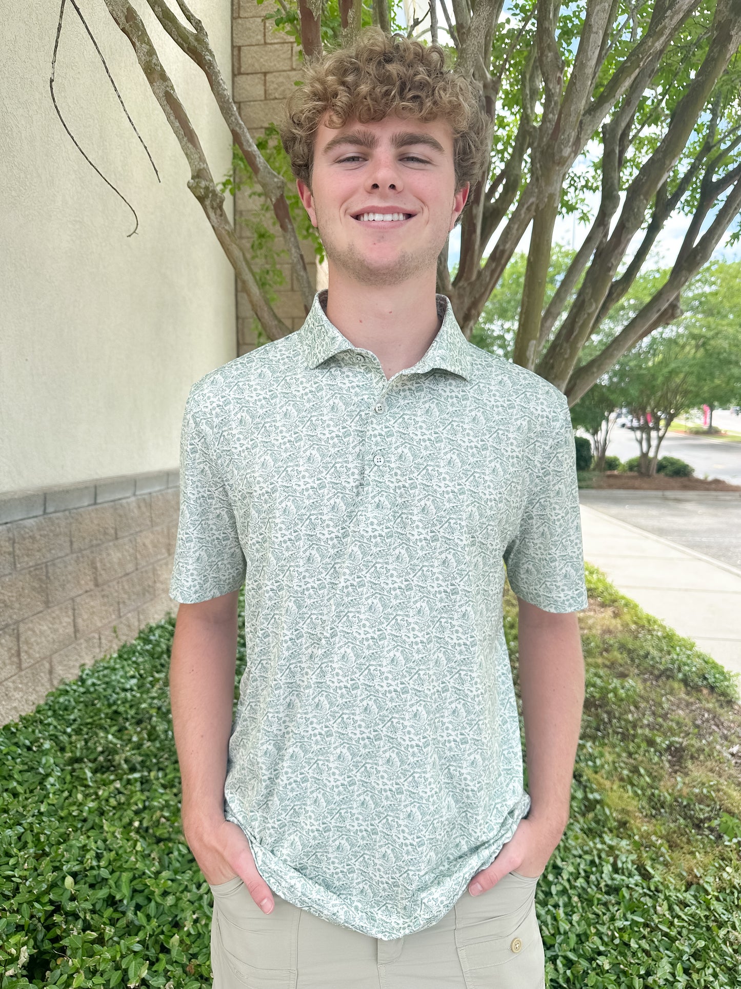 SPC Men’s Pointer Pattern Performance Polo - Cloud Cream