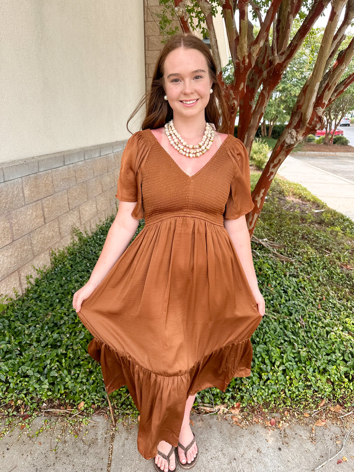 Lacey Satin Midi Dress