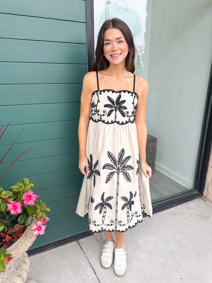 Fran Embroidered Dress - Linen