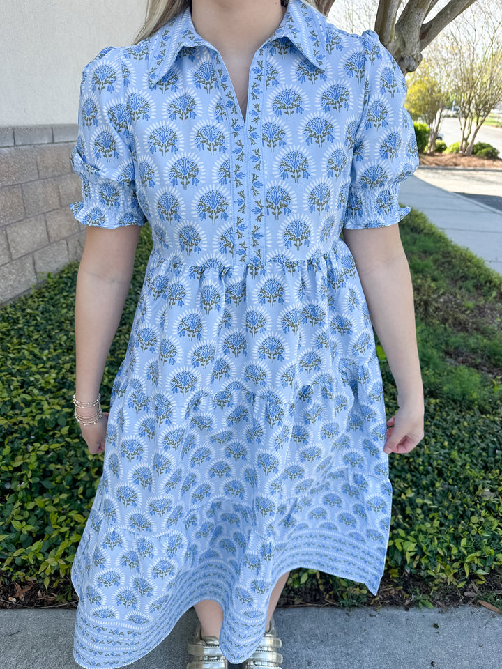 Molly Dress - Sunshower Flora Blue