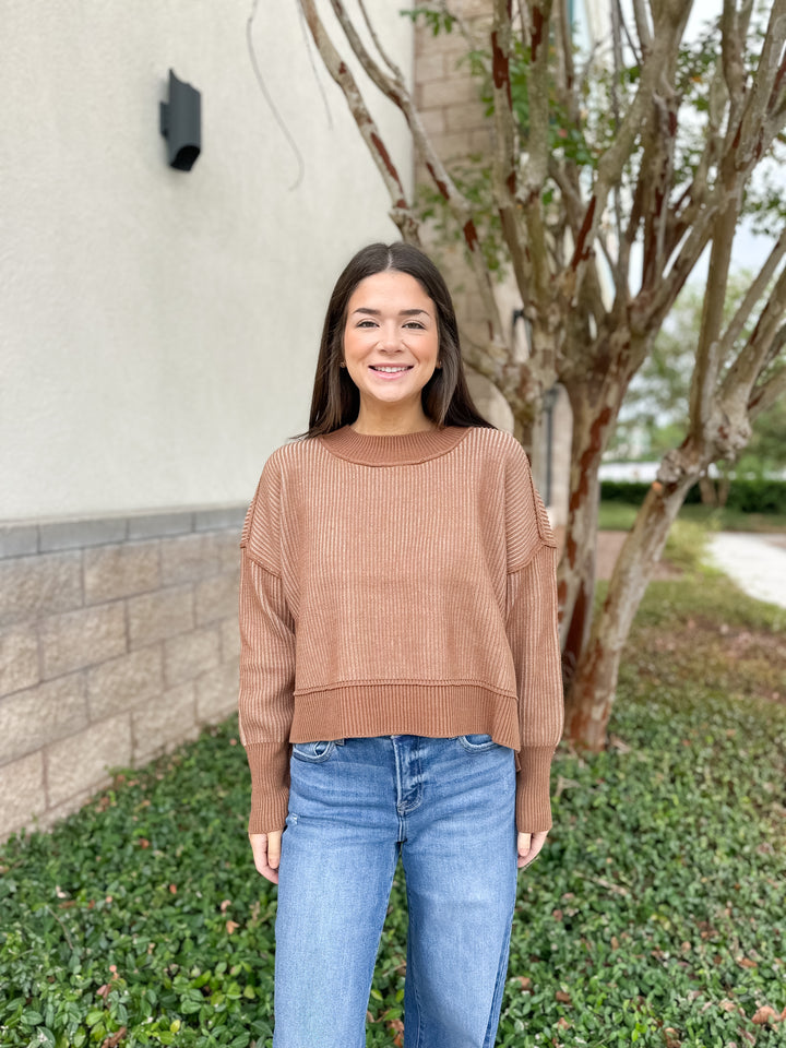 Courtney Ribbed Sweater - Light Brown