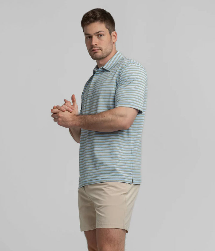 SSCO Men’s Cahaba Heather Stripe Performance Polo - Ridgeway
