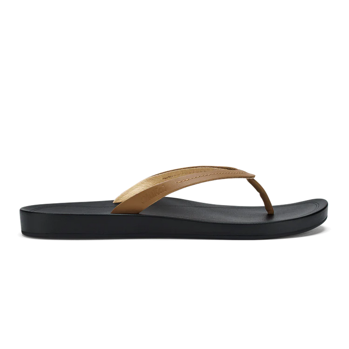 OluKai Women’s ‘Lalahi Leather Beach Sandal - Tan|Lava Rock