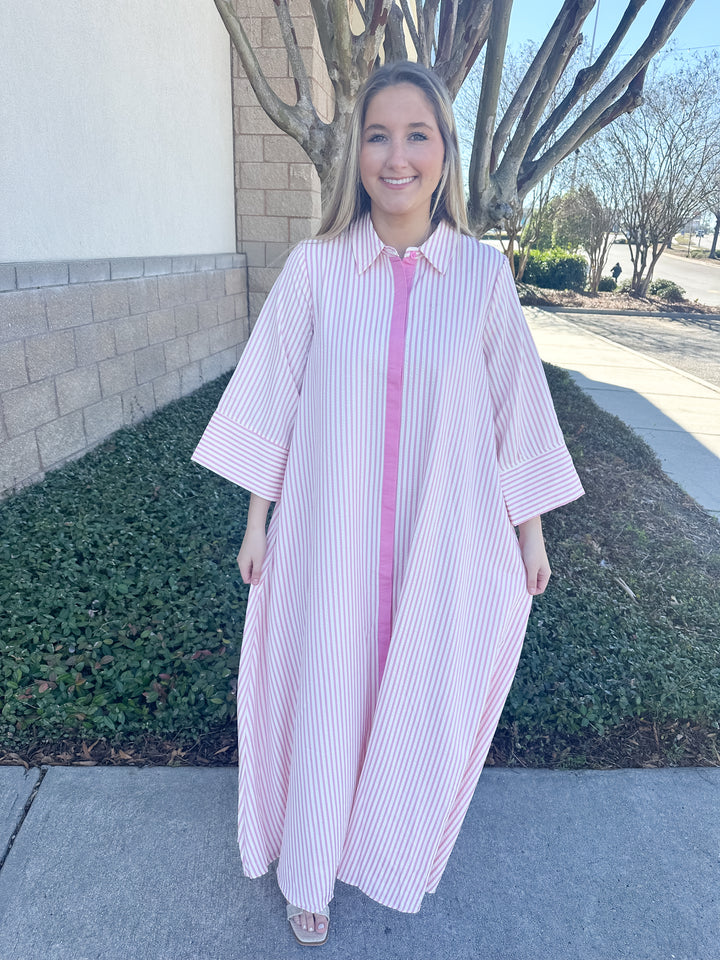 Savannah Stripes Maxi Dress - Pink