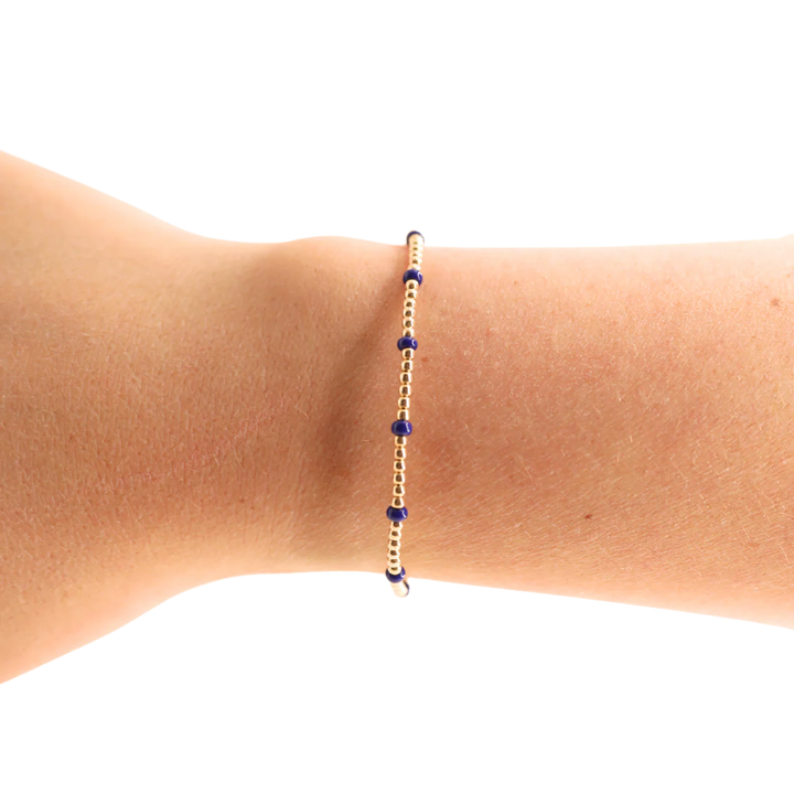 Beaded Blondes Navy Dainty Poppi Bracelet