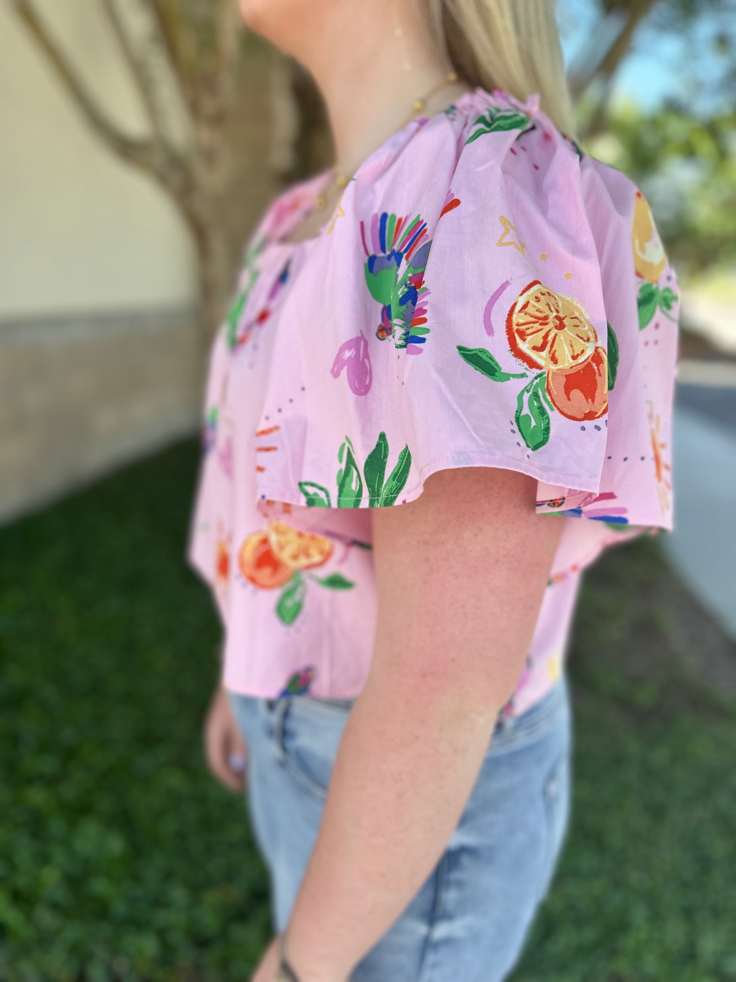 Toucan Fruit Square Neck Top