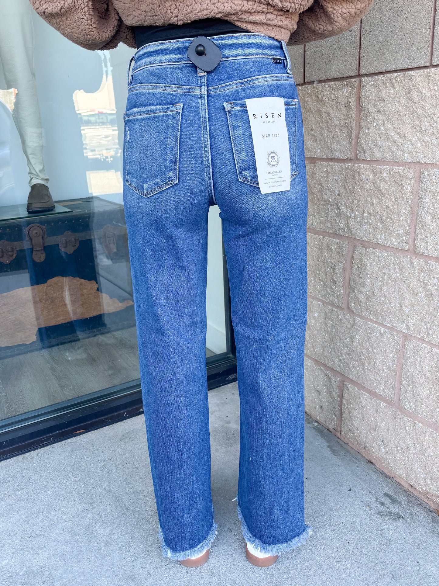 Risen Beth - Mid Rise Ankle Straight Fray Jeans - Dark