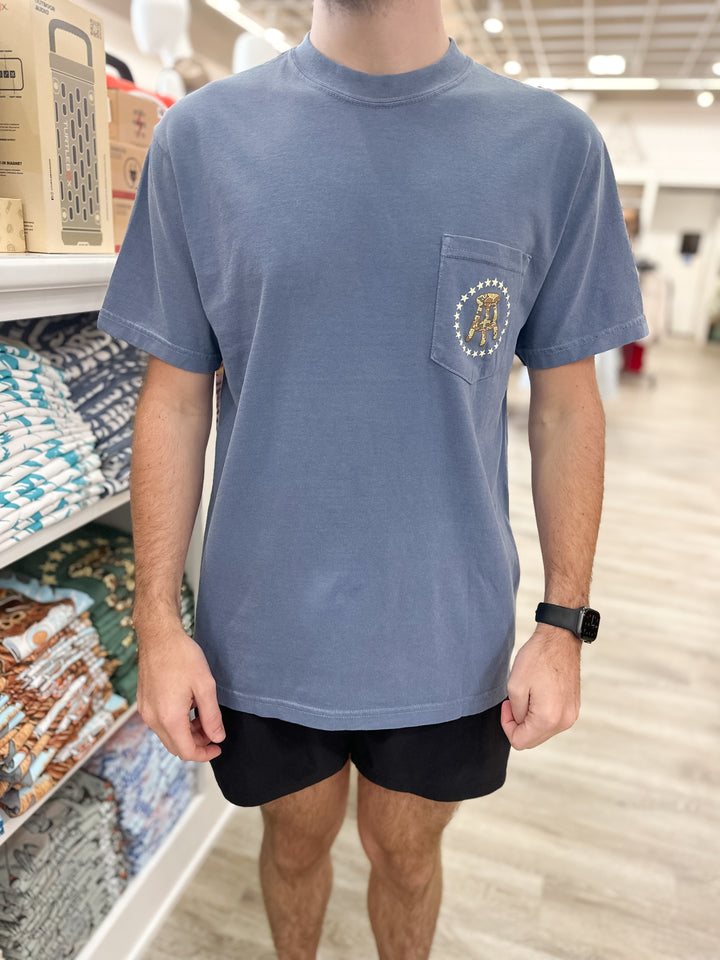 Barstool Camo Logo S/S Pocket T-Shirt - Blue Jean