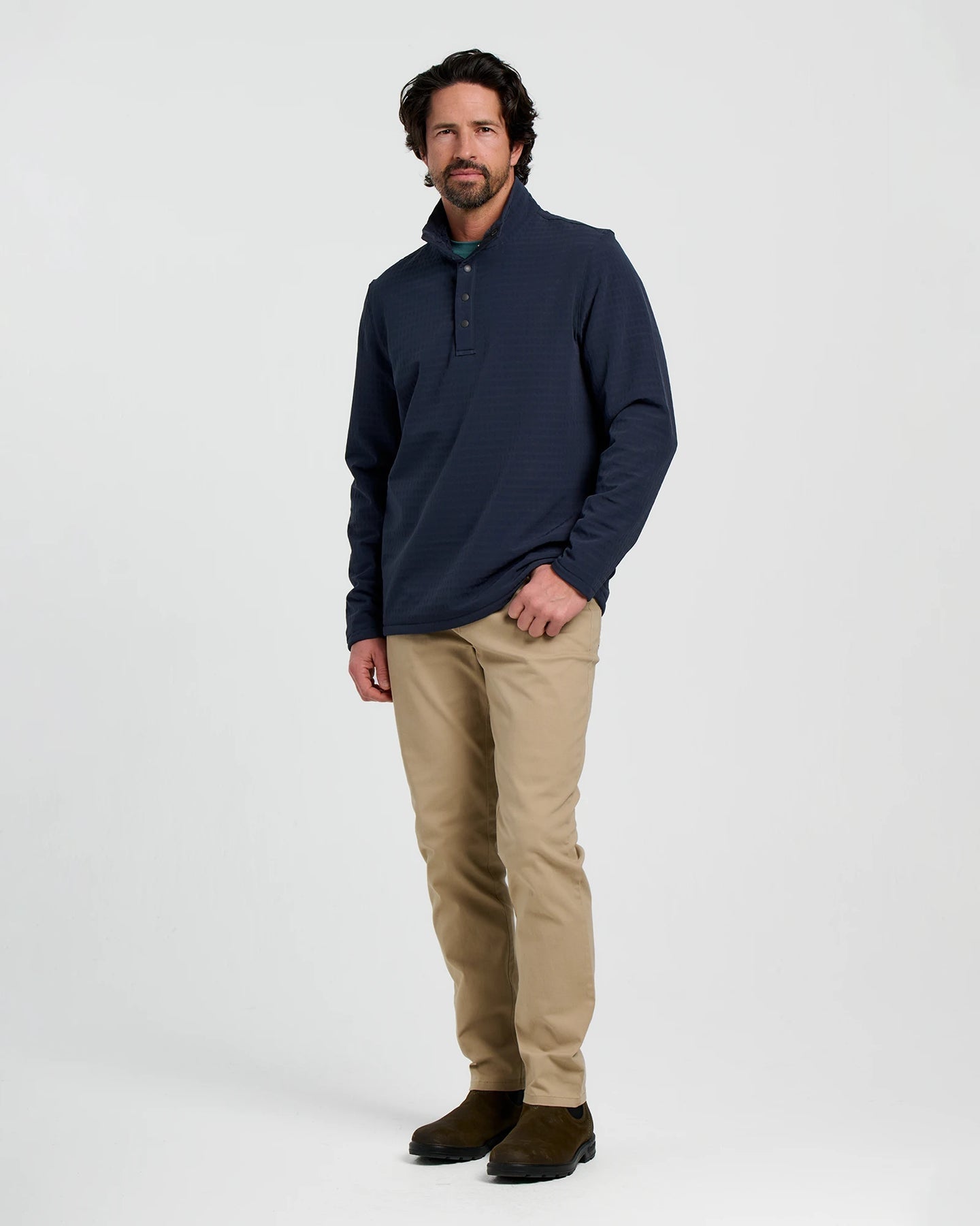 FreeFly Men’s Gridback Fleece Snap Pullover - Deep Navy