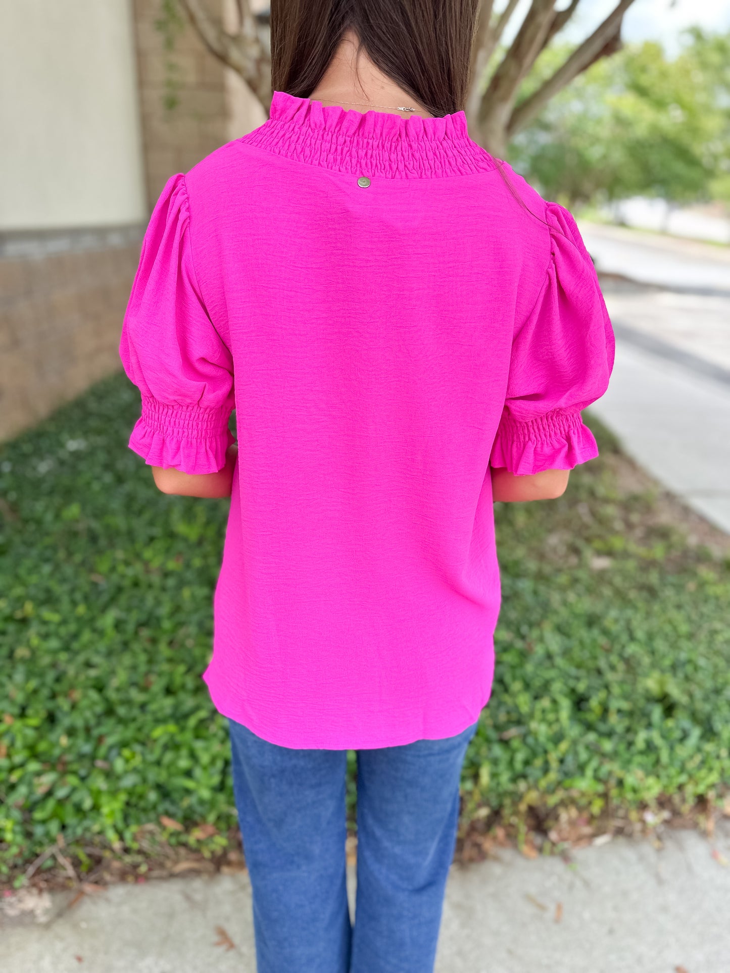 Working Girl Basic Blouse - Hot Pink