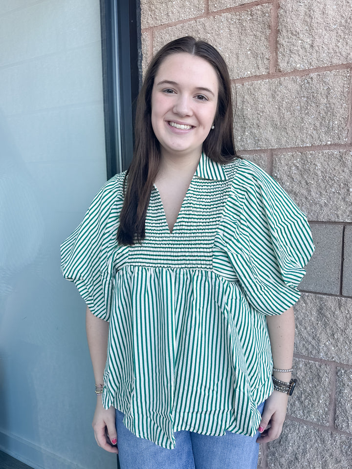 Lynn Striped Top - Green