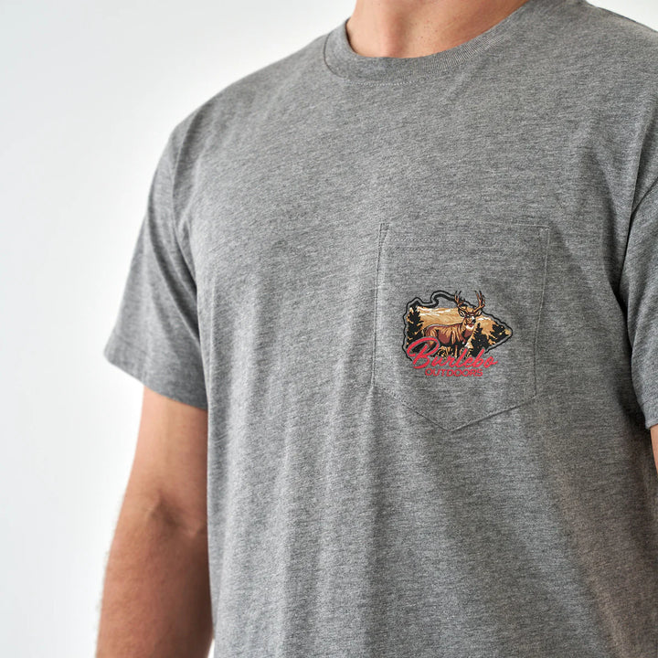 Burlebo Men’s Hill Country Buck Pocket T-Shirt - Dark Heather Gray
