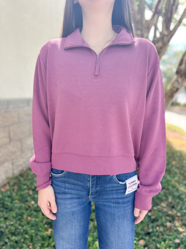 Simply Pullover Quarter Zip - Plum