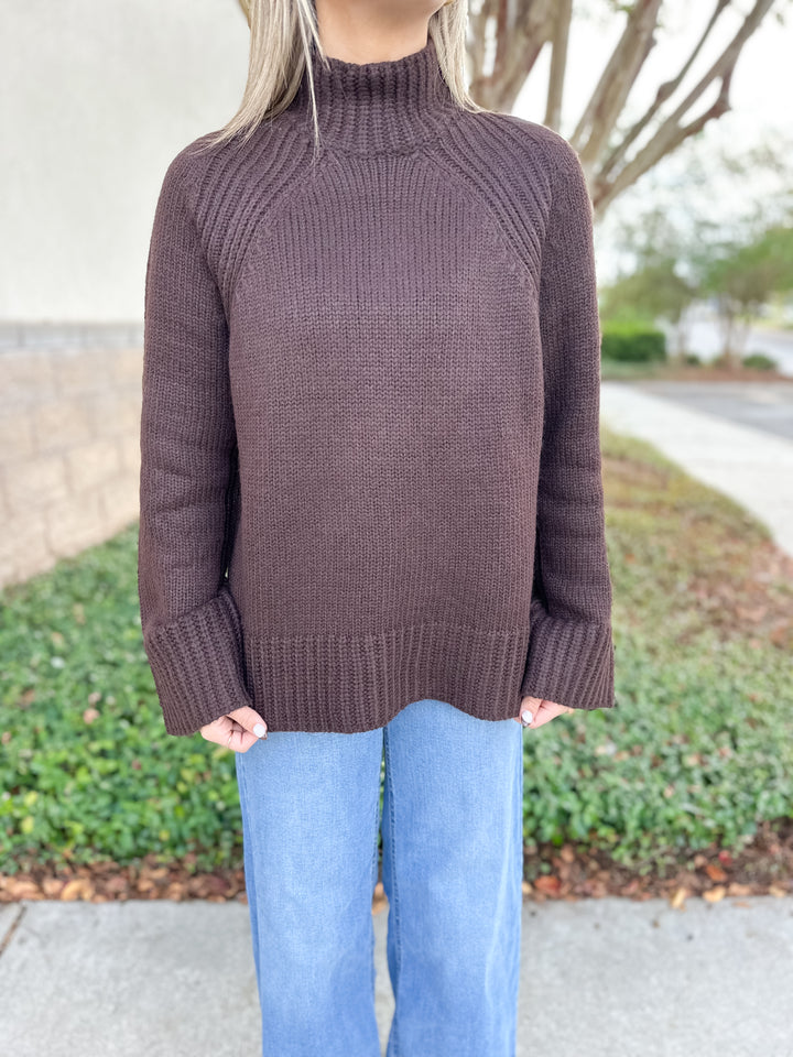 Emerge Funnel Neck Sweater - Chocolate